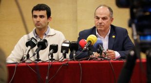 El secretari general de Junts, Jordi Turull i el regidor de Ripoll, Ferran Raigon