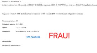 Captura de pantalla de l'estafa