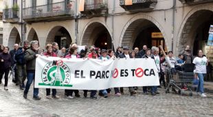 La manifestació per defensar el parc Vilamitjana de Girona arribant a la plaça del Vi