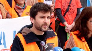 El portaveu del Sindicat de Llogateres, Enric Aragonès, en roda de premsa