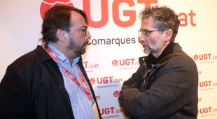 El secretari general de la UGT de Catalunya, Camil Ros, i el de les comarques gironines, Maxi Rica, durant el congrés del sindicat a Girona