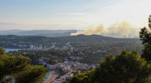 La columna de fum vista des del Far de Sant Sebastià