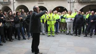 protesta, treballadors, ajuntament, girona, retallades