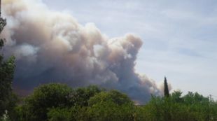 columna, fum, incendi, jonquera