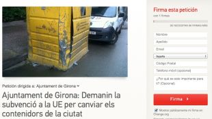 petitició, contenidors, signatures