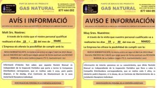 Avisos que utilitza l'empresa fraudulenta © Aj. de Girona