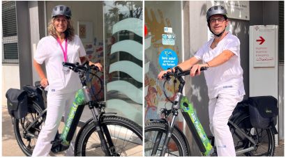 Els professionals de l'ABS de Palafrugell fan atenció domiciliària amb bicicleta elèctrica