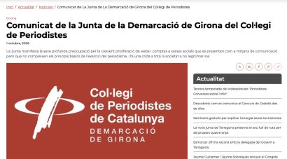 El Col·legi de Periodistes a Girona alerta contra els falsos mitjans de comunicació