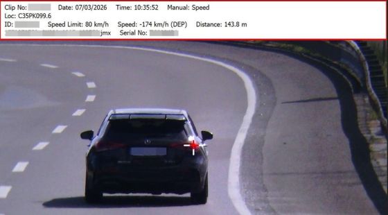 Enxampat a 174 km/h a la C-35 a Llagostera en un tram limitat a 80