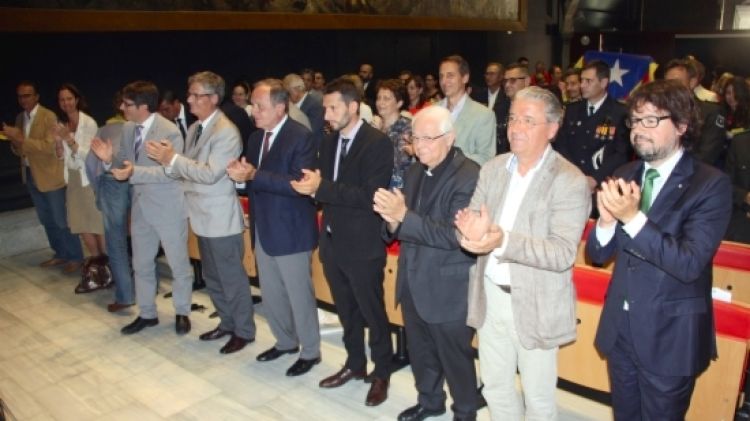 Representants de la Generalitat, la Diputació, l'Ajuntament de Girona, aquest matí © ACN