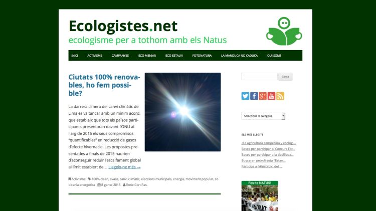 Captura de la pantalla del web ecologistes.net