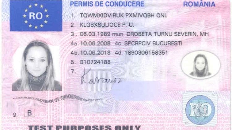 Exemple de carnet de conduir romanès