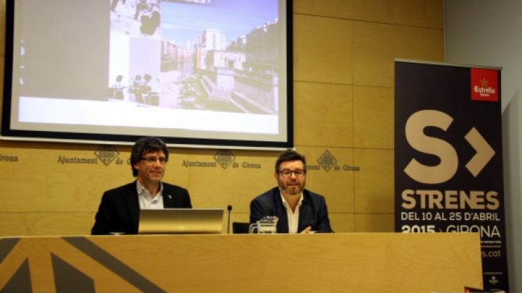 L'alcalde de Girona i el director del festival durant la presentació del primer concert © ACN