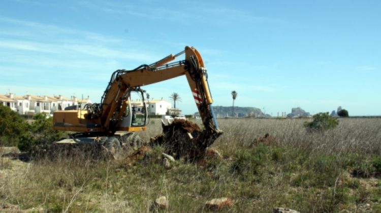 L'excavadora retirant runes de la desapareguda urbanització © ACN