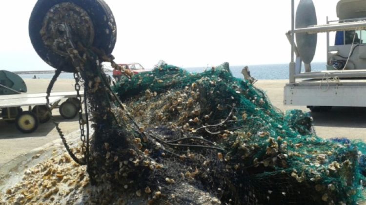 Les restes de l'aparell al port de Roses; es creu que és un avió militar francès © ACN