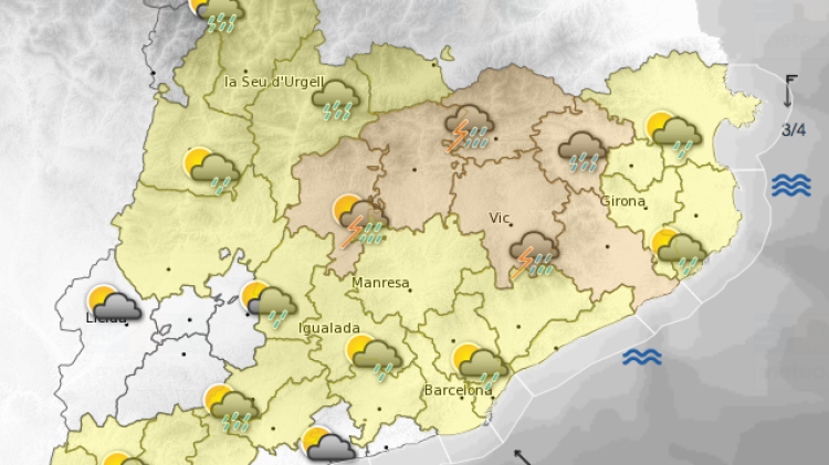 La predicció per aquesta tarda © Meteo.cat