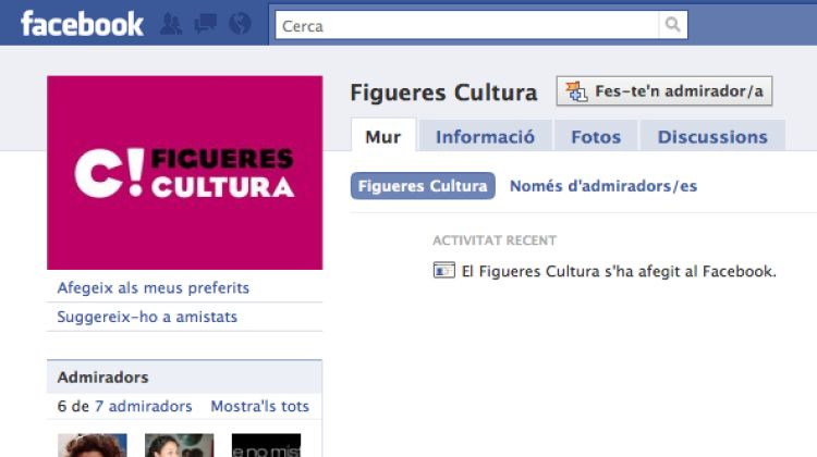Captura de la pàgina 'Figueres Cultura' creada per la regidoria © AraGirona.cat