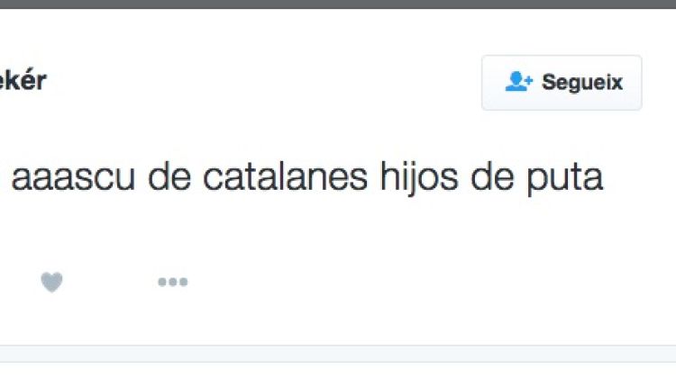 Captura de pantalla d'un usuari parlant sobre els catalans © Twitter