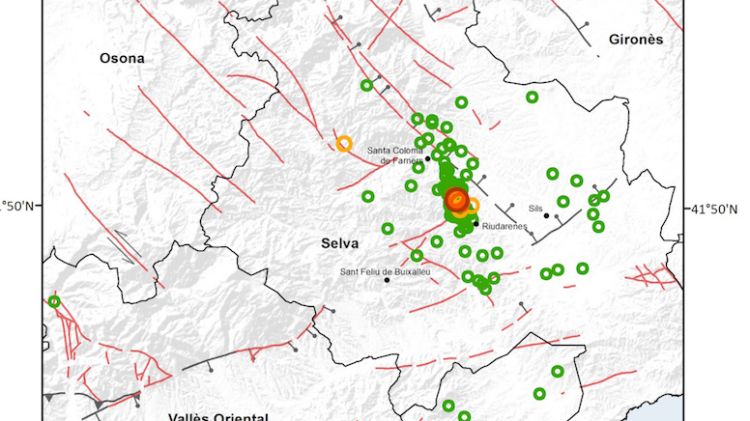 La comarca de la Selva es troba en una cruïlla entre dos sistemes de falles © ACN