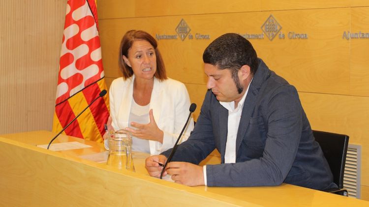 Marta Madrenas amb Joan Camp, aquest matí © Aj. de Girona