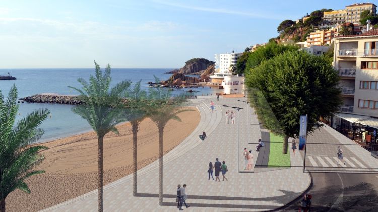 Recreació de com quedarà tot l'àmbit que es remodelarà i on s'aixecarà una graderia-amfiteatre arran de platja