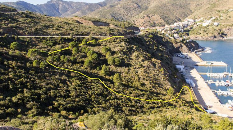 Imatge de la zona amb el recorregut del nou camí que es farà fins al port esportiu