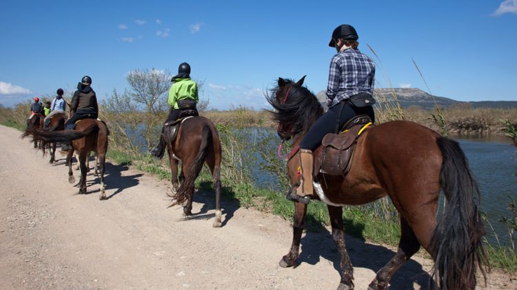 Turistes anant a cavall pel Parc Natural del Montgrí, Illes Medes i Baix Ter © Maria Geli-Pilar Planagumà