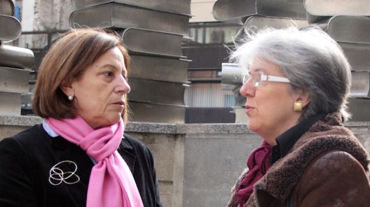Carme Capdevila i Maria Mercè Roca han presentat les propostes d'ERC en matèria de llengua © ACN