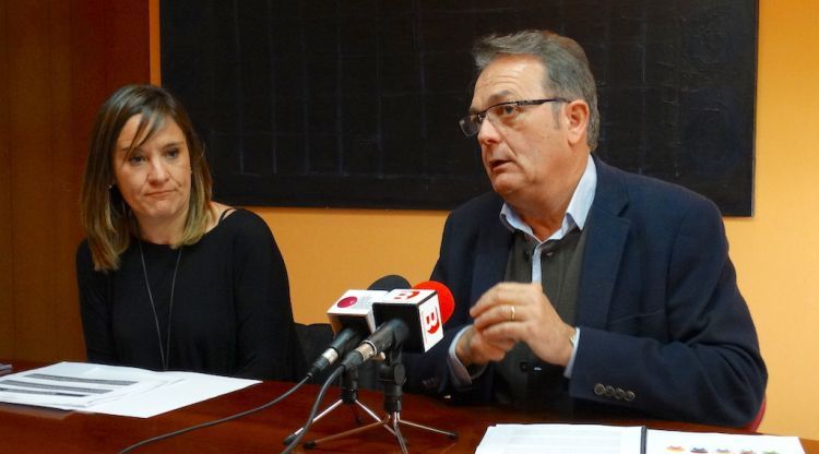 Jordi Xargay amb Ester Busquets, ahir al matí. CC del Pla de l\'Estany