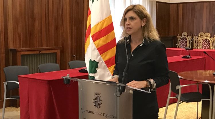 Marta Felip anunciant el trencament del pacte, aquest matí. Marc Estarriola