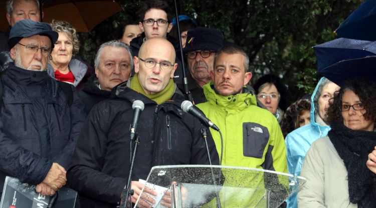 El conseller Romeva durant la seva intervenció al Coll de Manrella aquest matí. ACN