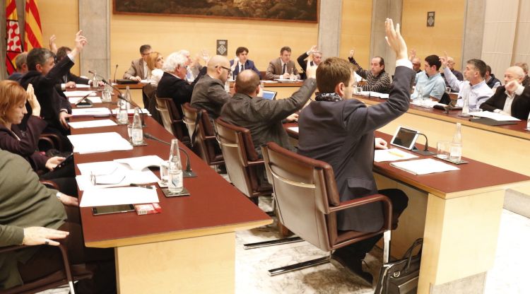 Una de les votacions que s'han fet al ple de la Diputació de Girona aquest matí. ACN