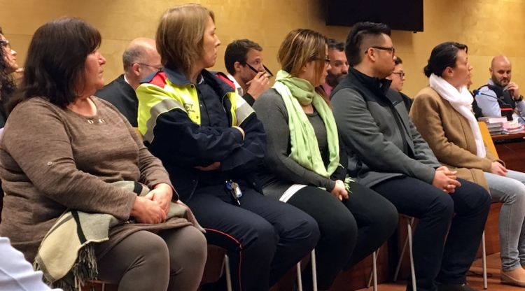 Els quatre acusats del crim de Colera, a l'Audiència de Girona aquest matí. ACN