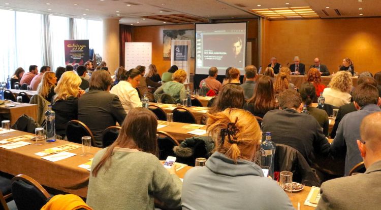 Assistents a la primera ponència del segon Congrés internacional d'Enoturisme, aquest matí. ACN