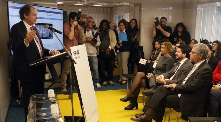 El president de la FPdGi, Francisco Belil, durant el sue discurs a l'acte d'inauguració de la nova seu de la fundació (arxiu)