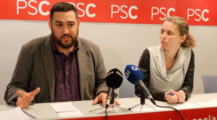 El primer secretari del PSC gironí i diputat al Congrés, Marc Lamuà amb Cristina López. ACN