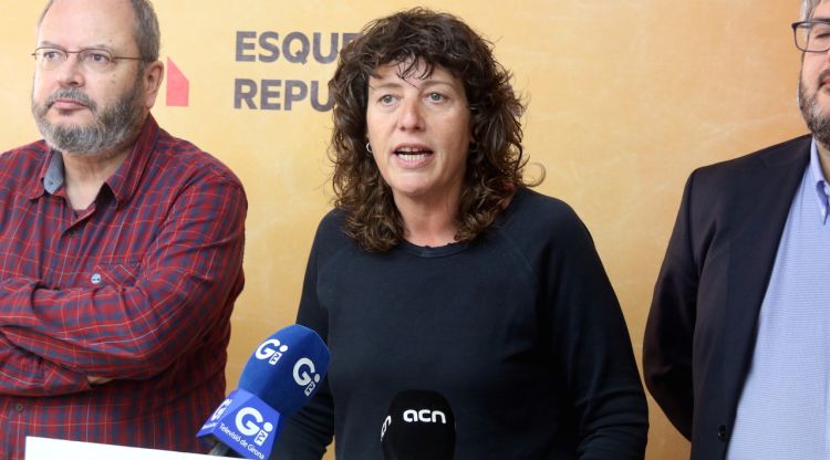 La diputada d'ERC Teresa Jordà aquest 7 d'abril del 2017 durant la valoració del projecte dels PGE. ACN