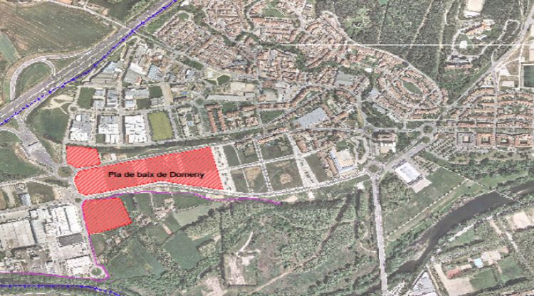 En vermell, la zona reservada pel nou Trueta. Aj. de Girona