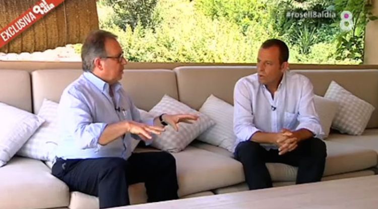 Josep Cuní amb Sandro Rosell a la seva segona residència de Corçà. 8TV