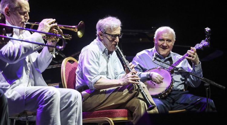 Woody Allen amb la seva banda, ahir a la nit a Cap Roig. Jose Irún