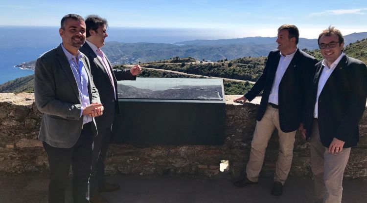 Vila i Rull amb el president de la Diputació de Girona i l'alcalde del Port de la Selva, avui a Sant Pere de Rodes