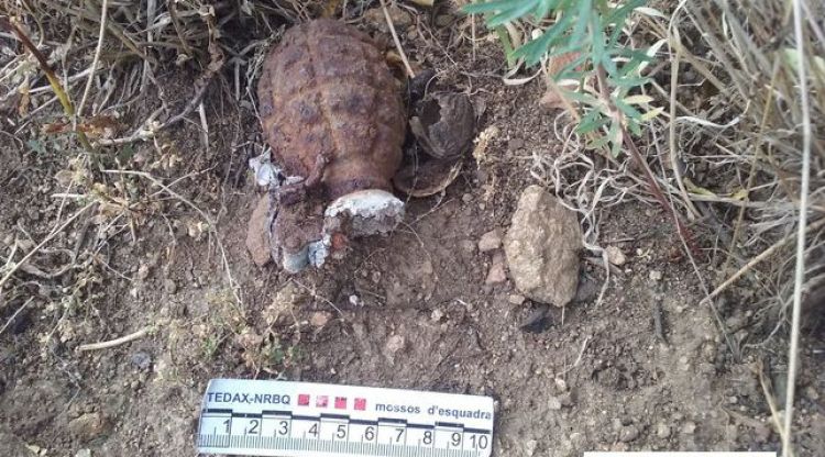 L'artefacte explosiu localitzat en una vinya de Campany
