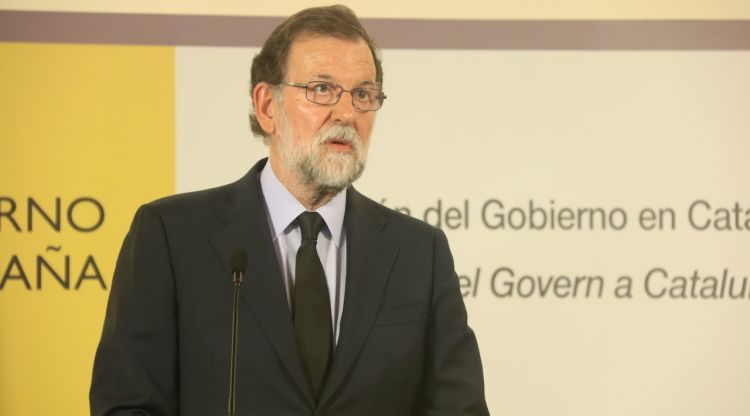 El president del govern espanyol, Mariano Rajoy, durant la declaració institucional. ACN