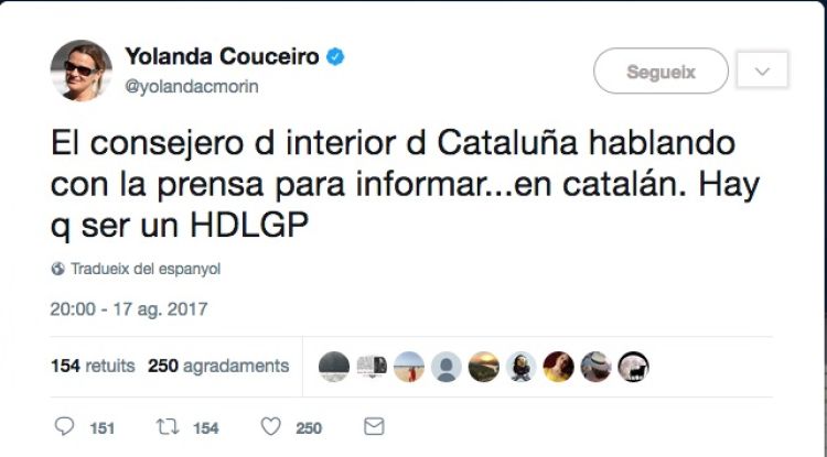 Una catalanofoba anomenant "fill de la gran puta" al conseller d'Interior per parlar català