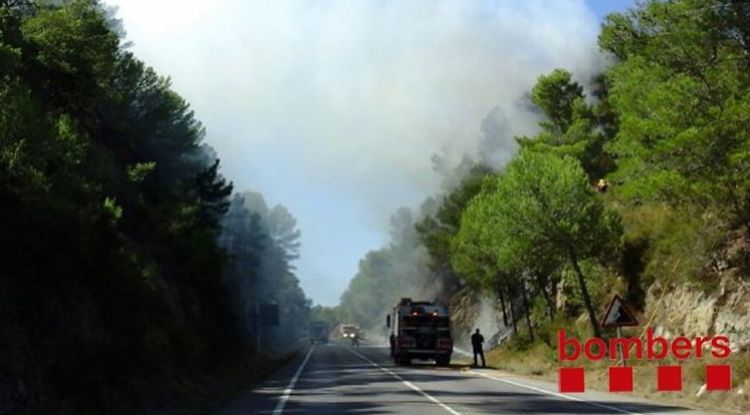 Els Bombers treballant en les tasques d'extinció