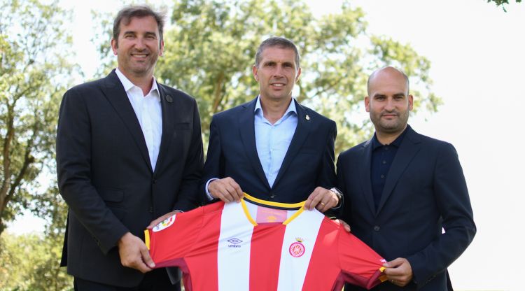 Ferran Soriano, Deflí Geli i Pere Guardiola, avui a Girona. Girona FC