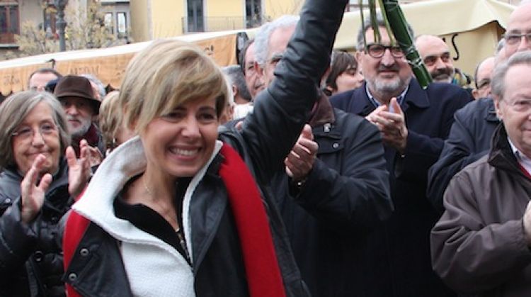 Pia Bosch celebrant el llançament de la seva candidatura com a alcaldable a la ciutat de Girona © ACN