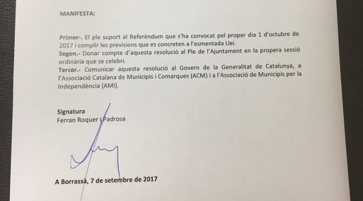 El decret signat a Borrassà
