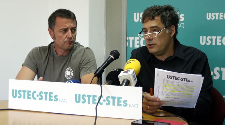 Els portaveus d'Ustec-Stes Raúl Cansado (esquerra) i Xavier Diez. ACN