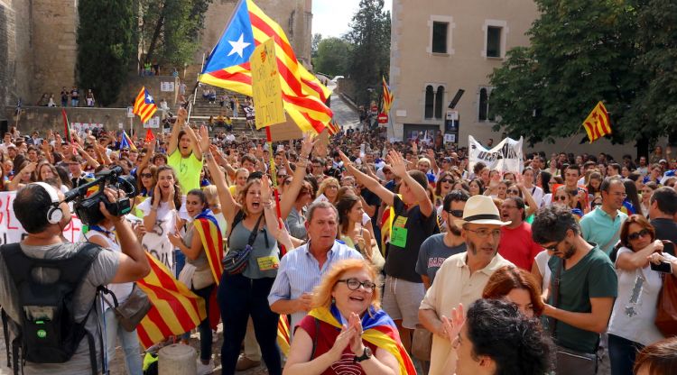 Un moment de la concentració de la UdG aquest matí